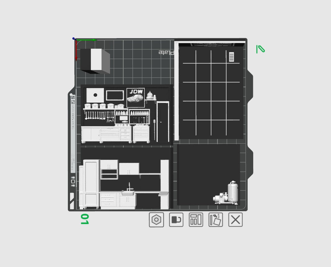 Garage Corner – Starter Pack Couleur 3MF (1 Base + 3 Cartes) 1:64