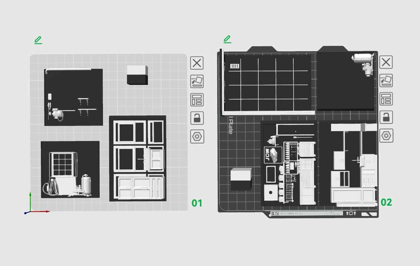 Garage Corner – Pack Complet Couleur 3MF (1 Base + 6 Cartes) 1:64