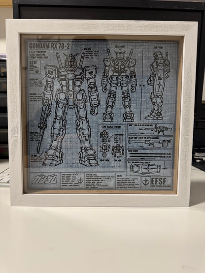 Handmade RX-78-2 Gundam Framed Blueprint Art