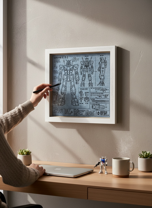 Handmade RX-78-2 Gundam Framed Blueprint Art