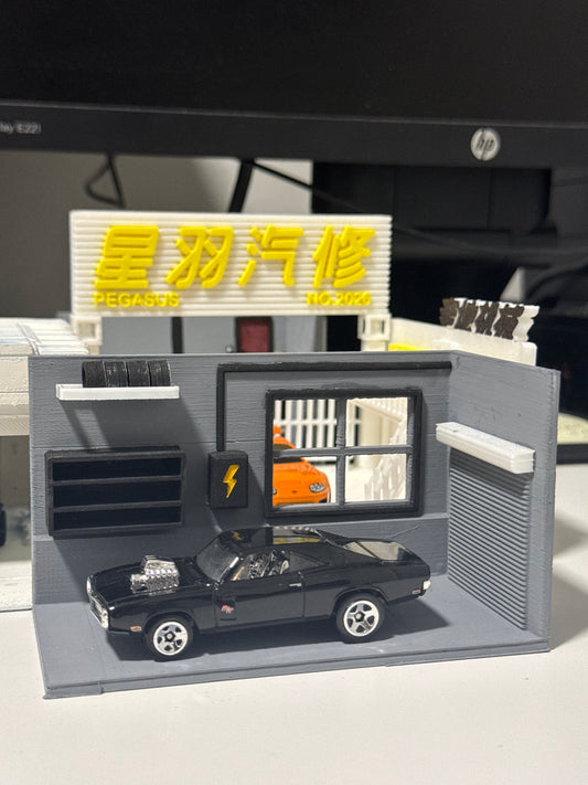 Mini Garage Diorama 3D – Custom Display for Hot Wheels / Diecast 1:64 – Handmade Collector Piece