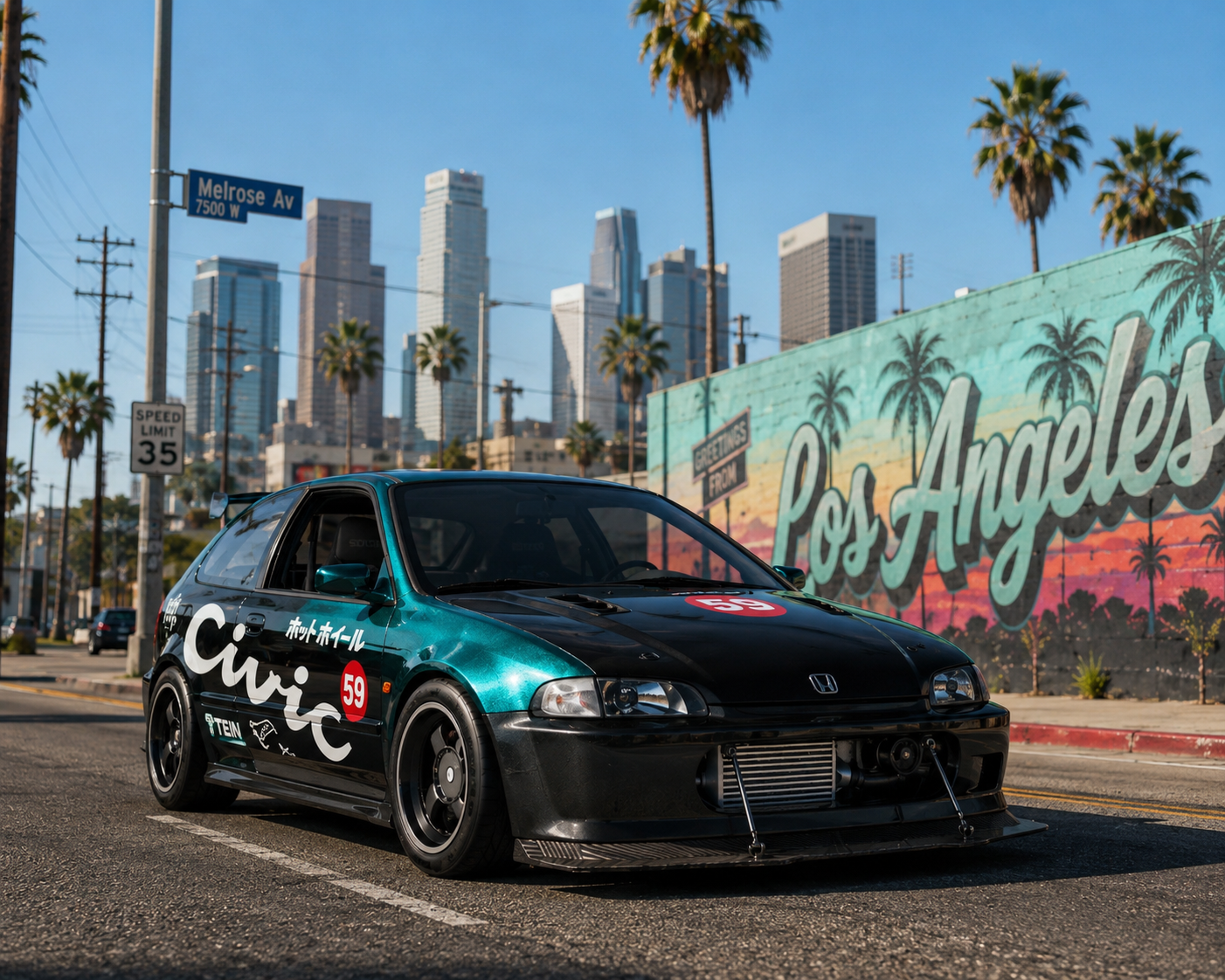 Hot Wheels — Honda Civic Custom Turquoise #159/250 — Custom Cruise #8/10